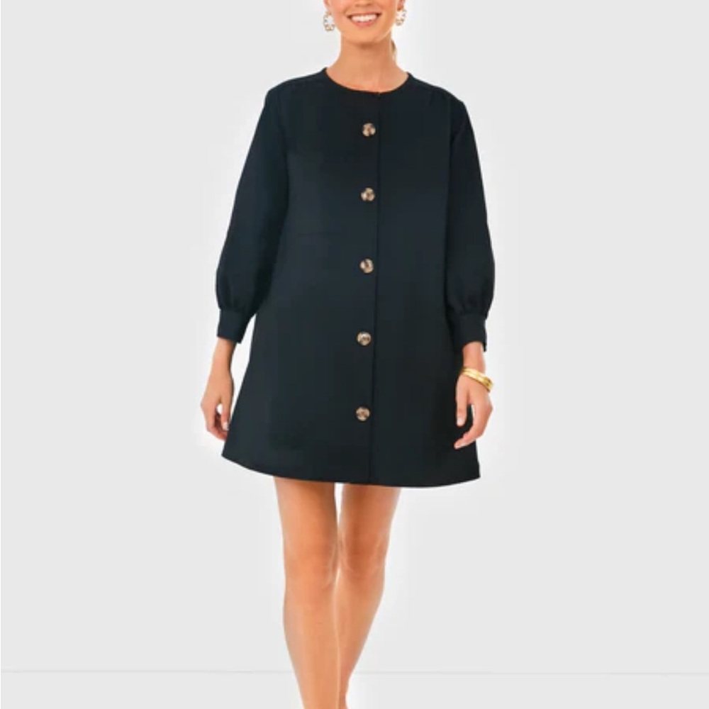 Tuckernuck Black Long Sleeve Dress with Gold Buttons